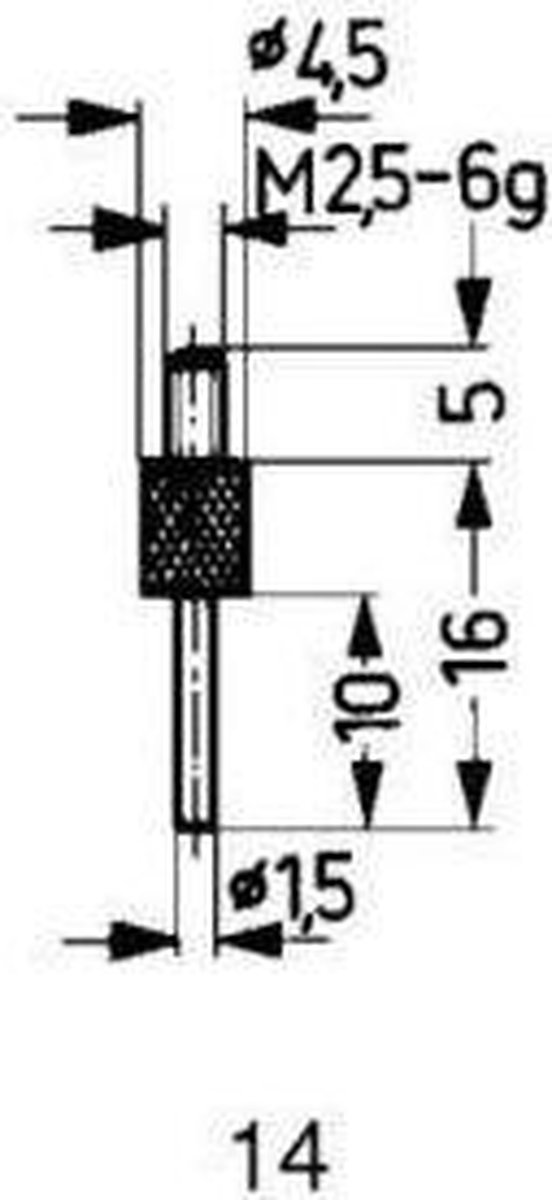 KÄFER Meetinzet D.1,5mm L.11mm Stift M2,5 HM voor meetklokken - 62013
