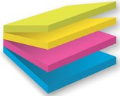 Post-it® Super Sticky Notes, Neon groen, Canary Yellow™,  Fuschia,   Mediteraan blauw , 76mm x76 mm, 75 blaadjes/blok, 4 blokken