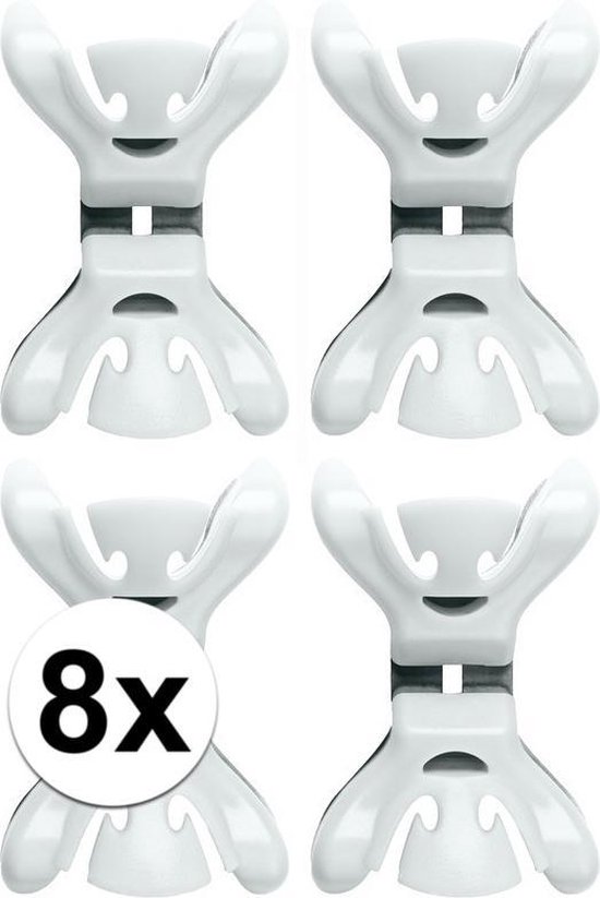 8x Slingers/decoratie ophangen slingerklemmen wit