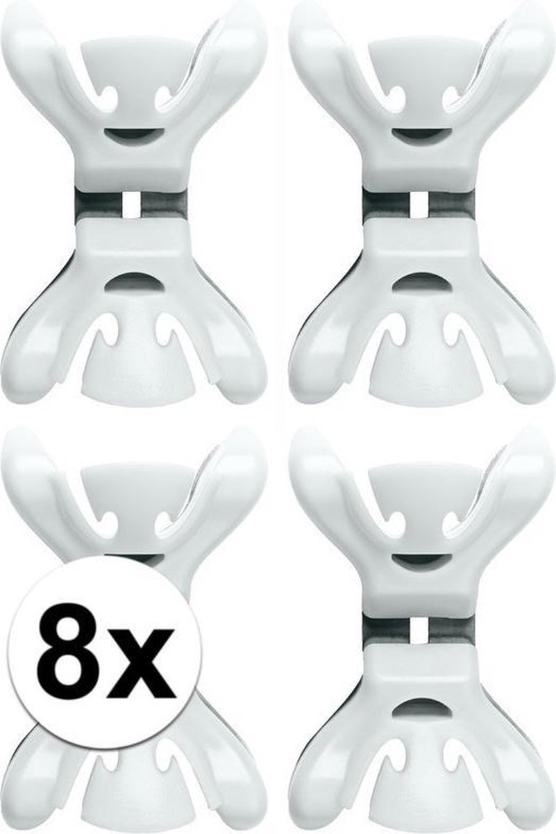 8x Slingers/decoratie ophangen slingerklemmen wit - Merkloos