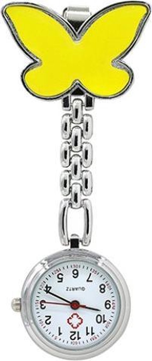 Fako® - Verpleegstershorloge - Zusterhorloge - Verpleegster Horloge - Vlinder - Geel