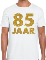 85 jaar goud glitter verjaardag kado shirt wit heren S