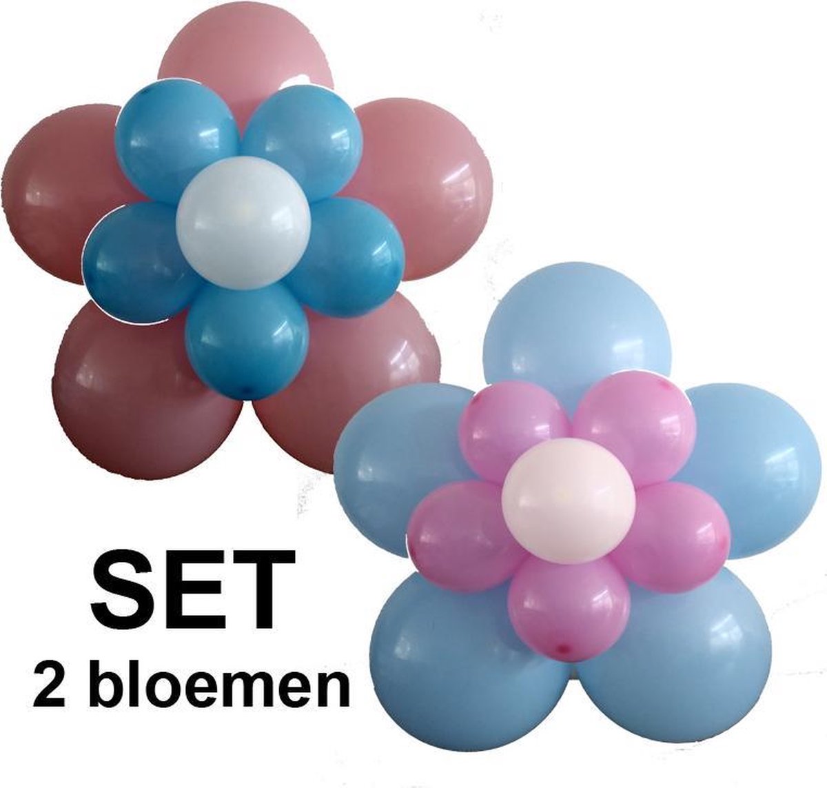 Set ballonnen bloemen zelf maken, Roze&Blauw, geboorte babyshower | bol.com