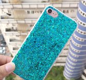 iPhone X / XS - TPU / Siliconen glitter backcover - turquoise