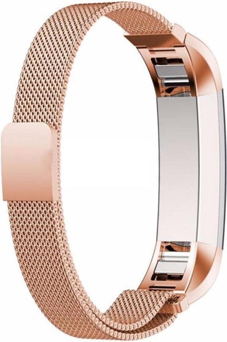 Milanees bandje geschikt voor Fitbit Alta - gemaakt van RVS - Band met magneetsluiting - KELERINO. - Rose Goud