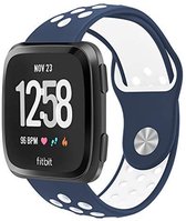 Bandje Voor de Samsung Gear S3 Classic / Frontier / Galaxy Watch 46mm Band - Siliconen Sport Armband / Polsband / Strap Band / Sportbandje - Wit Blauw - Large