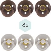 Bibs Fopspeen 6- 18 maanden Set 6 stuks |3 x Mocha + 3 x Sand| Maat 2