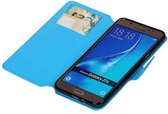 Mobieletelefoonhoesje.nl - Cross Pattern TPU Bookstyle Hoesje voor Samsung Galaxy J7 (2016) Blauw