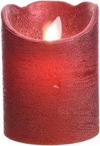 LED kaars/stompkaars kerst rood 10 cm flakkerend - Kerst diner tafeldecoratie - Home deco kaarsen