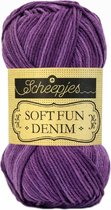 Scheepjes softfun denim 515 aubergine. PAK MET 10 BOLLEN a 50 GRAM. KL.NUM. 5007. INCL. Gratis Digitale vinger haak en brei toerenteller