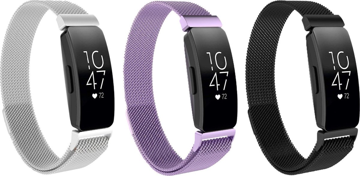 KELERINO. Milanese bandjes geschikt voor Fitbit Inspire (HR) - 3-pack - Small