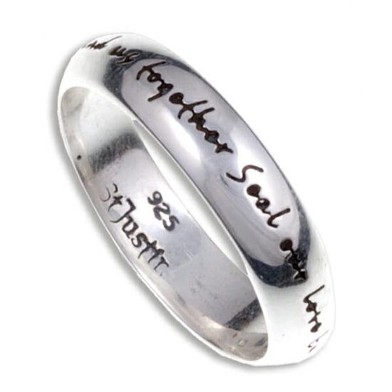 Engels liefde zilveren ring