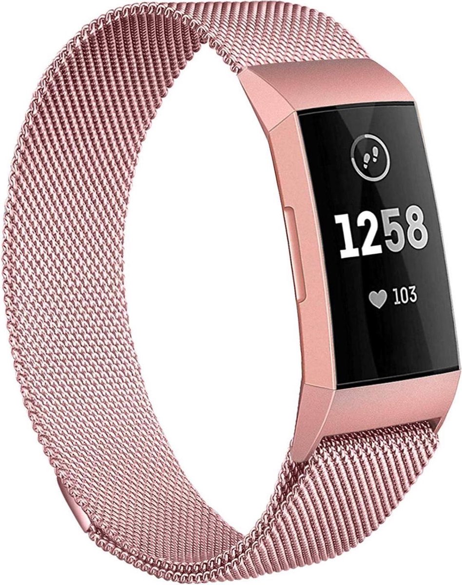 Bandje geschikt voor Fitbit Charge 3 - Roségoud Milanese Band