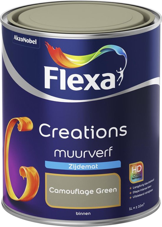 Flexa Creations - Muurverf Zijdemat - 3029 - Camouflage Green - 1 liter