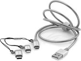 48870 3-in-1 USB-C / Lightning / Micro B USB roestvrij stalen synchronisatie- en oplaadkabel - 100 cm