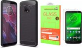 DrPhone BCR1 Hoesje - Geborsteld TPU case - Ultimate Drop Proof Siliconen Case - Carbon fiber Look - Geschikt voor Moto G6