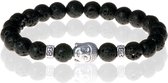 Kralen armband Lavasteen Buddha Zilverkleurig