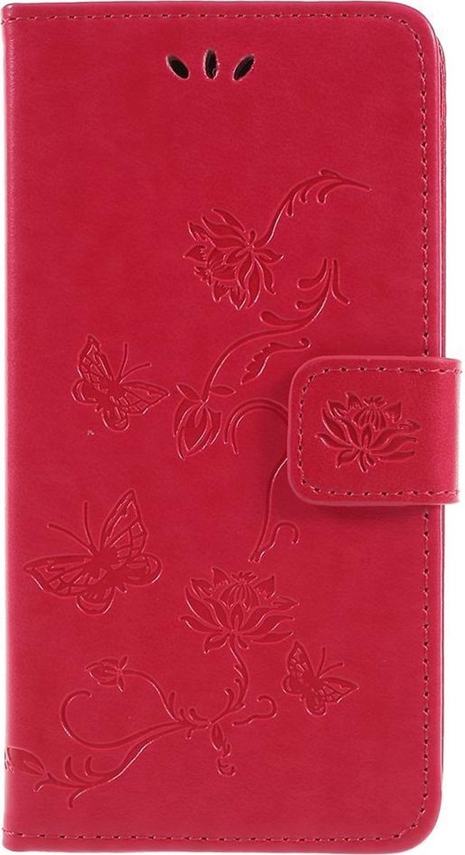 Bloemen & Vlinders Book Case - Geschikt voor Samsung Galaxy J6 (2018) Hoesje - Roze
