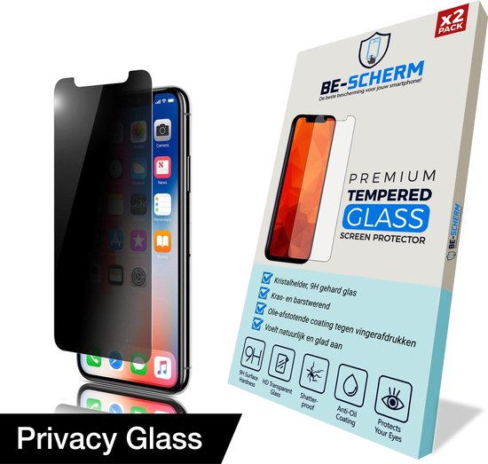 BE-SCHERM Apple iPhone 11 Pro Max / Xs Max Privacy Screenprotector Glas (2x) - Tempered Glass