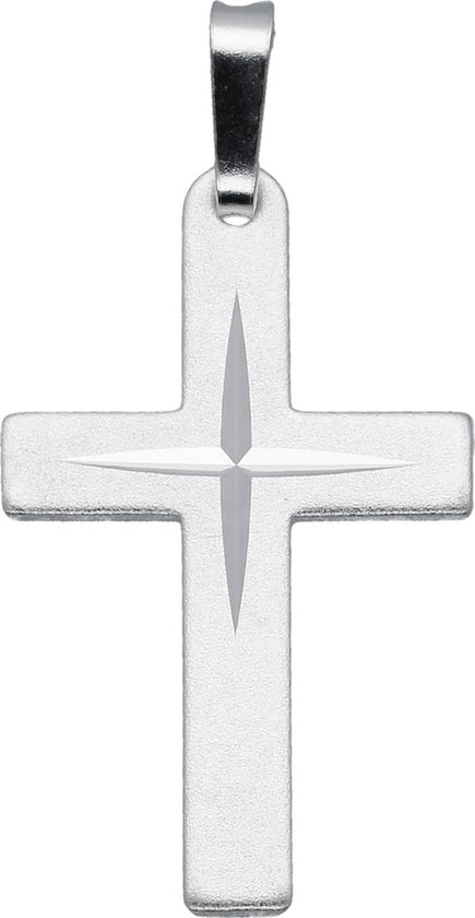 Classics&More hanger - kruisje - zilver - 23 x 14 mm - mat glanzend