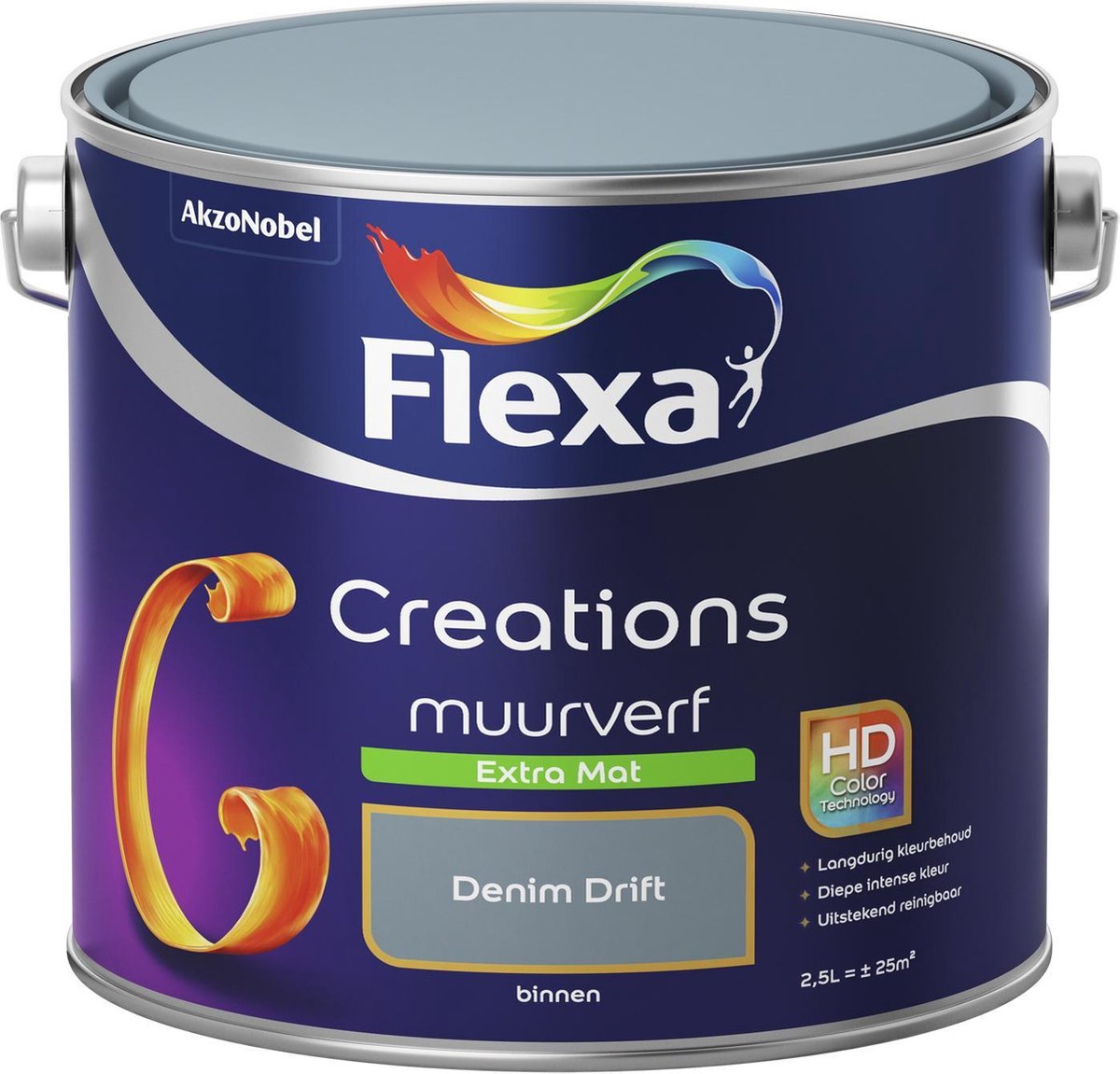 Met andere woorden Smeltend Vervorming Flexa Creations Muurverf - Extra Mat - Denim Drift - Blauw - 2,5 liter |  bol.com