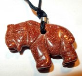 Goudsteen Rood Olifant Hanger