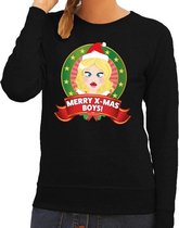 Foute kersttrui / sweater sexy kerstvrouw - zwart - Merry Christmas boys voor dames 2XL (44)