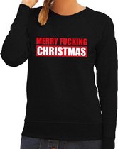 Foute kersttrui / sweater Merry Fucking Christmas zwart voor dames - Kersttruien S (36)