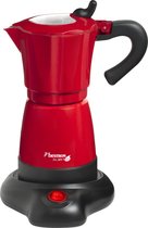 Bestron elektrische Espressomaker, Percolator met 360° Basis, voor 6 espressokopjes, 180 ml capaciteit, 480W, kleur: rood