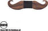 DWIH - houten Vlinderdas - Vlinderstrik van hout - Mustache Zwart