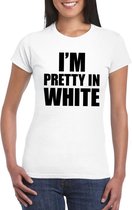 I'm pretty in white t-shirt wit dames XS