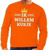 Oranje Ik Willem kusje sweater heren - Oranje Koningsdag kleding M