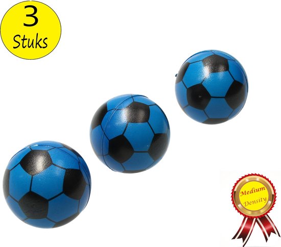Foto: Stressbal medium density voetbal 3 stuks sensomotorische stimulatie anti stress blauw