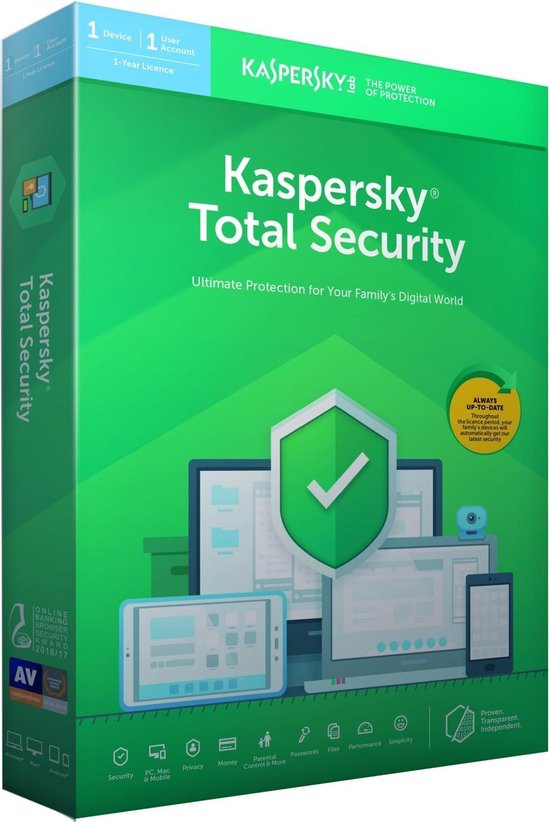 Kaspersky Total Security - Multi-Device - 1 Apparaat - 1 Jaar - Nederlands / Frans - Windows / Mac Download