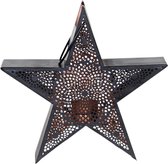 Windlicht Star zwart/koper 24x8x24cm