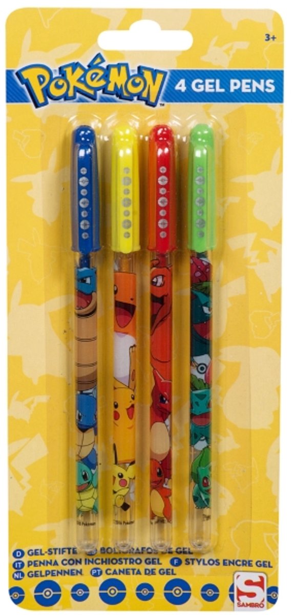 Sambro - Pokemon gel pennen set 4 - 4 kleuren rood groen blauw en geel