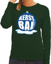 Foute kersttrui kerstbal blauw op groene sweater voor dames - kersttruien 2XL (44)