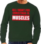 Foute kersttrui / sweater All I Want For Christmas Is Muscles groen voor heren - Kersttruien S (48)