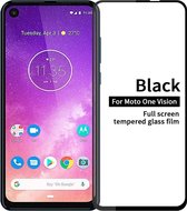 Full-Cover Tempered Glass - Geschikt voor Motorola One Vision Screen Protector - Zwart