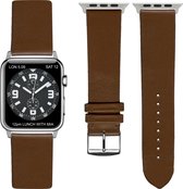 Bruine Lederen Apple horlogeband (38mm) zilveren adapter