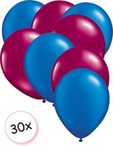 Ballonnen Blauw & Fuchsia 30 stuks 27 cm