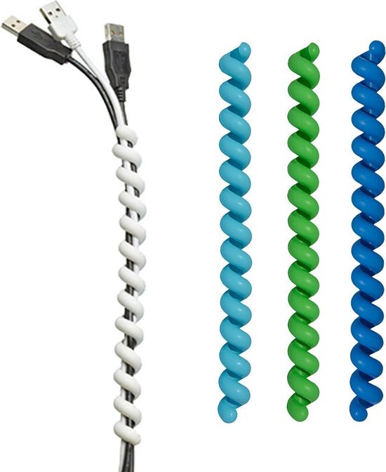 Kabels bundelen met Cable Twister donkerblauw, lichtblauw, groen | set van 3 stuks