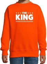 The King tekst sweater oranje kids - kids trui The King - oranje kleding 106/116 (5-6 jaar)