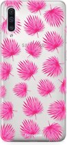 Fooncase Hoesje Geschikt voor Samsung Galaxy A50 - Shockproof Case - Back Cover / Soft Case - Pink leaves / Roze bladeren