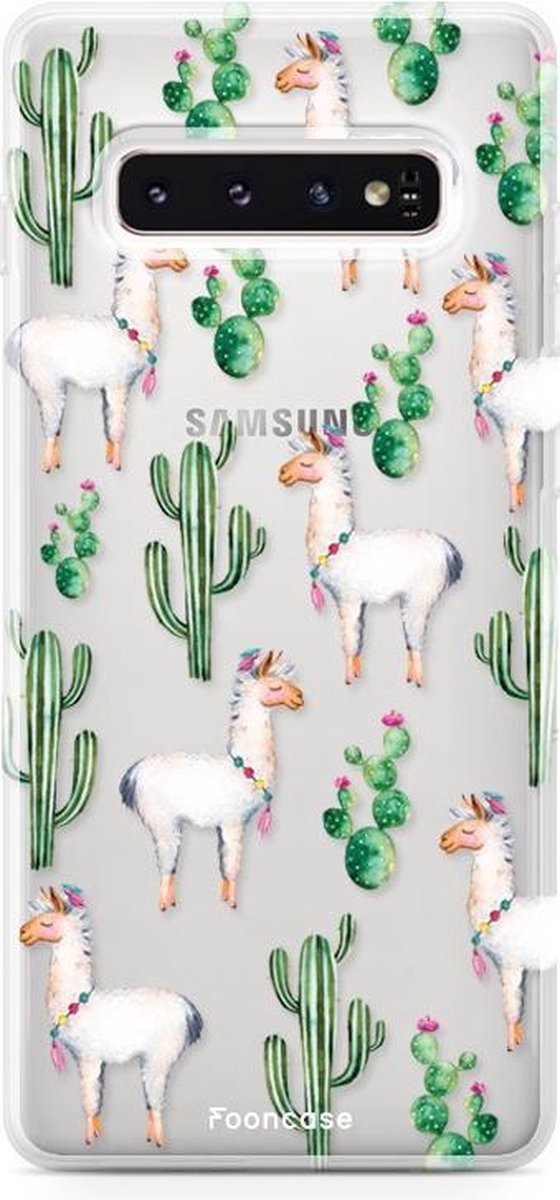Fooncase Hoesje Geschikt voor Samsung Galaxy S10 - Shockproof Case - Back Cover / Soft Case - Alpaca / Lama