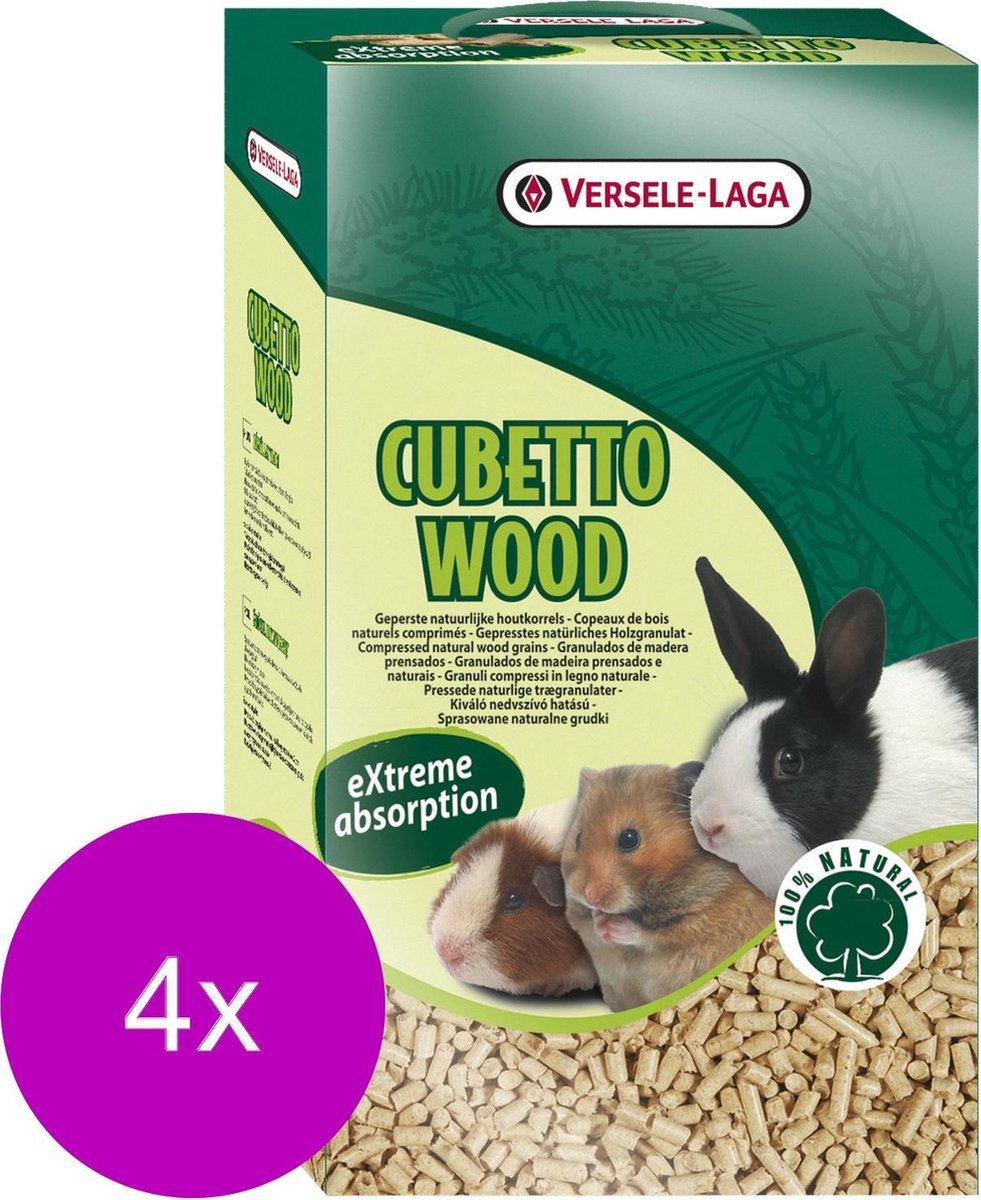 Versele-Laga Cubetto Wood Houtkorrels - Bodembedekking - 4 x 12 l