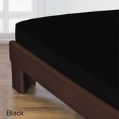 Homee Hoeslaken Katoen zwart 140x200 +30 cm eenpersoons bed - gladde 100% Katoen - Perfecte pasvorm