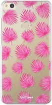 Huawei P8 Lite 2017 hoesje TPU Soft Case - Back Cover - Pink leaves / Roze bladeren