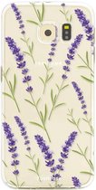 Samsung Galaxy S6 Edge hoesje TPU Soft Case - Back Cover - Purple Flower / Paarse bloemen