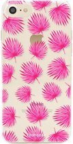 Fooncase Hoesje Geschikt voor iPhone 8 - Shockproof Case - Back Cover / Soft Case - Pink leaves / Roze bladeren
